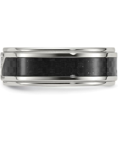 Titanium Polished with Black Carbon Fiber Inlay and Cubic Zirconia 8 mm Band Ring for Women Size 7 to 14 $50.40 Rings