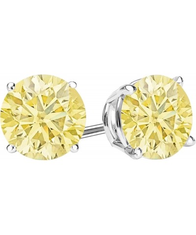 1/2-10 Carat Total Weight Yellow Diamond Stud Earrings 4 Prong Push Back White Gold 2.0 carats $1.00 Earrings