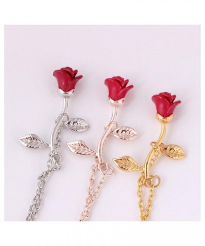 Rose Flower Bracelet for Women Red Rose Chain Bracelet Charm Romantic Flower Bracelet Link Fashion Valentine's Day Lover Coup...