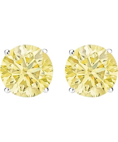 1/2-10 Carat Total Weight Yellow Diamond Stud Earrings 4 Prong Push Back White Gold 2.0 carats $1.00 Earrings