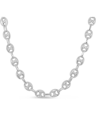 Silver Puffed Mariner Link Chain Necklace, 925 Sterling Silver, Reflective Surface, Hypoallergenic, Comfortable, Unisex Style...