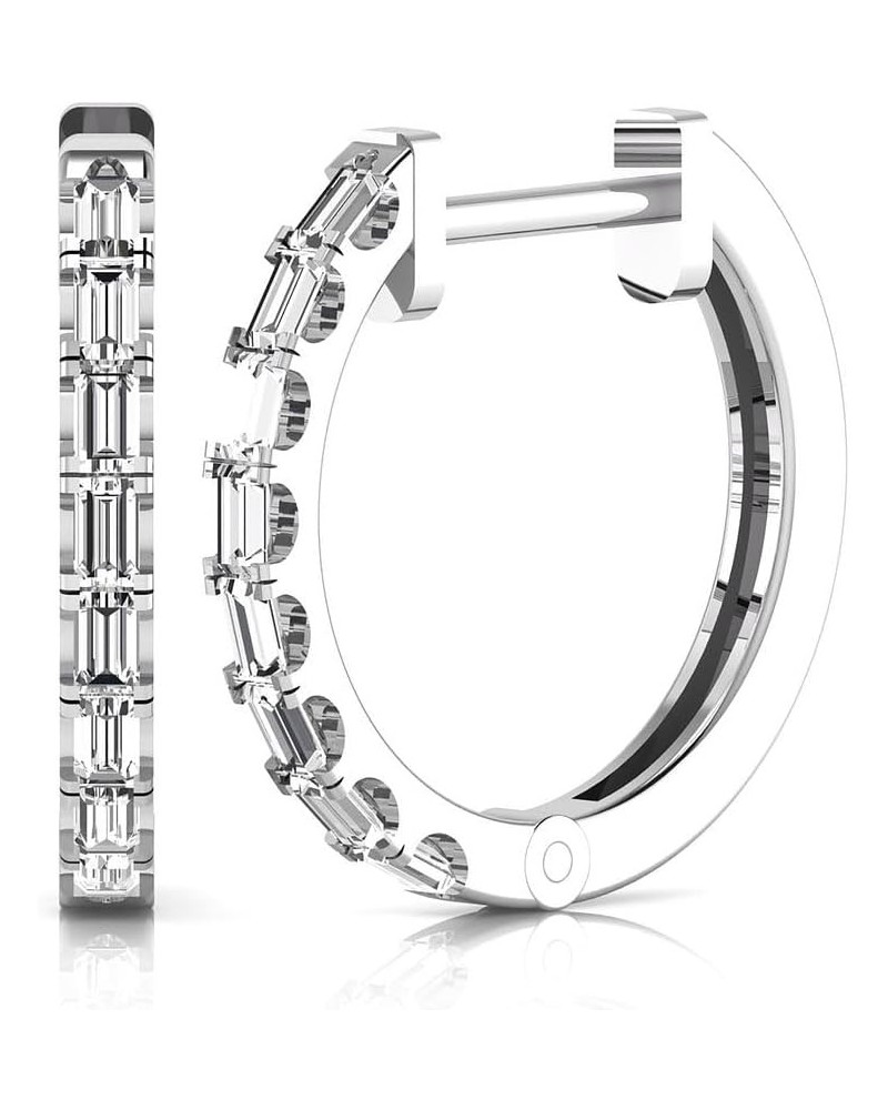 0.80 Carat Baguette Lab Grown Diamond Huggie Hoop Earrings For Womens (E-F, VVS-VS) white-gold 18k $242.22 Earrings