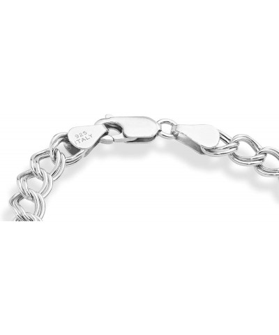 925 Sterling Silver Italian Double Curb Link Chain Bracelet for Women Men, Charm Bracelet Made in Italy 6mm, Length 6.5 Inche...