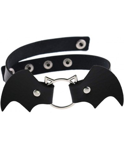 Punk Demon Wings Black Leather Choker Necklace Gothic Pu Leather Cute Cat Head Ring Choker Rock Collar for Women Girls Red $6...