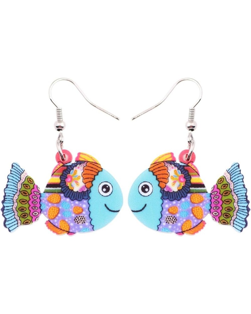 Novelty Cartoon Tropical Fish Acrylic Earrings Colorful Marine Life Drop Dangle Jewelry Gifts | Double Sided Multicolor $7.27...