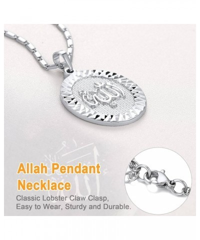 Men Women 18K Gold/Platinum Plated Islamic Muslim Jewelry Oval Allah Pendant Necklace platinum $9.17 Necklaces