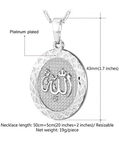 Men Women 18K Gold/Platinum Plated Islamic Muslim Jewelry Oval Allah Pendant Necklace platinum $9.17 Necklaces