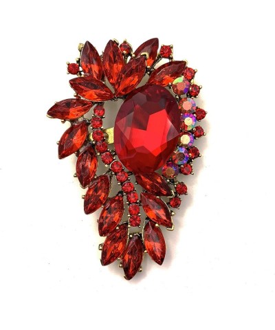 Leaf Flower Green Rhinestone Crystal Brooch Pin Accessory Gold Tone Red $8.99 Brooches & Pins