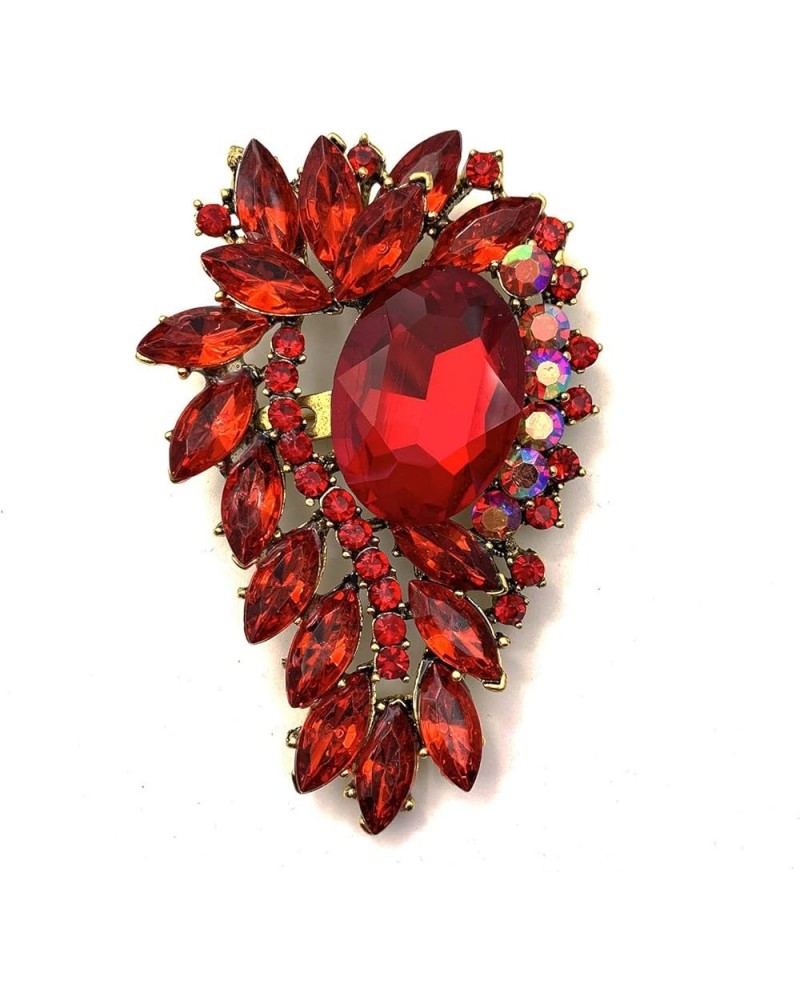 Leaf Flower Green Rhinestone Crystal Brooch Pin Accessory Gold Tone Red $8.99 Brooches & Pins