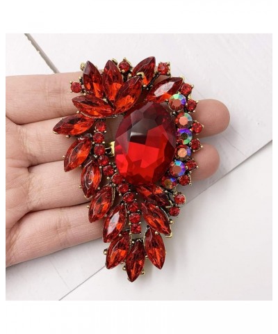 Leaf Flower Green Rhinestone Crystal Brooch Pin Accessory Gold Tone Red $8.99 Brooches & Pins