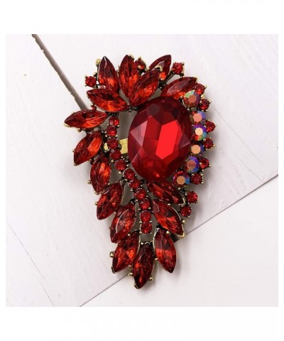 Leaf Flower Green Rhinestone Crystal Brooch Pin Accessory Gold Tone Red $8.99 Brooches & Pins