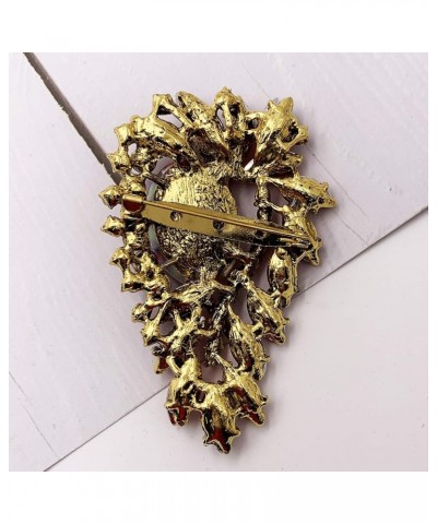 Leaf Flower Green Rhinestone Crystal Brooch Pin Accessory Gold Tone Red $8.99 Brooches & Pins