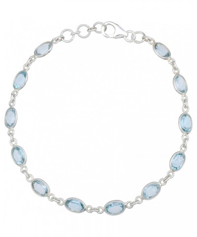 925 Sterling Silver Women's Bracelet Natural Blue Topaz Gemstone, 8.25 inch (SG-07) $19.07 Bracelets