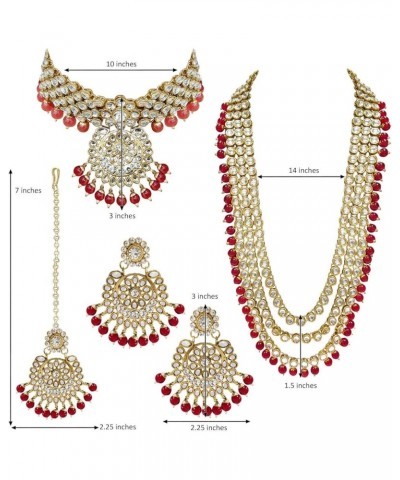 Traditional Gold Plated Kundan Pearl Wedding Choker Necklace Set Earrings & Maang Tikka for Women (IJ325) Red $26.40 Jewelry ...