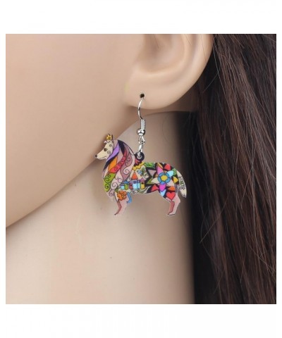 Dog Collection Border ROUGH COLLIE Statement Acrylic Pop-Art Long Drop Dangle Women Earrings Brown $7.66 Earrings