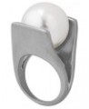 Y-shaped imitation pearl with unique design sense, style ring, exaggerated personality, titanium steel plated ring for women ...