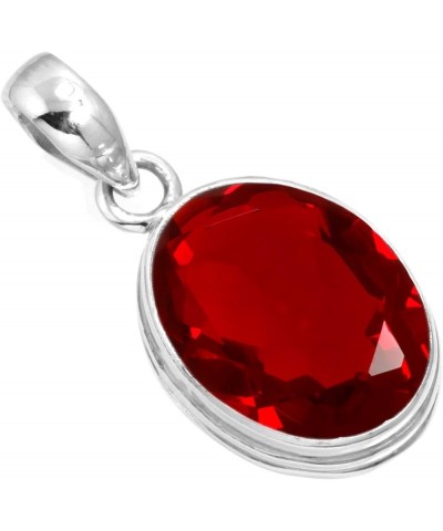 925 Sterling Silver Handmade Pendant for Women 12x16 Oval Gemstone Fashion Jewelry for Gift (99541_P) Ruby Simulated $23.09 P...