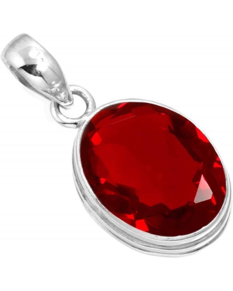 925 Sterling Silver Handmade Pendant for Women 12x16 Oval Gemstone Fashion Jewelry for Gift (99541_P) Ruby Simulated $23.09 P...