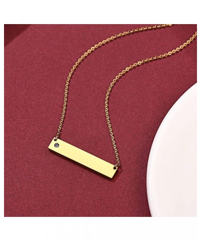 Personalized Vertical Bar Necklace, Men Women Stainless Steel/18K Gold Plated Custom Jewelry, Birthstone Name Bar Pendant for...