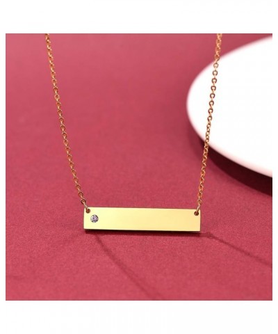 Personalized Vertical Bar Necklace, Men Women Stainless Steel/18K Gold Plated Custom Jewelry, Birthstone Name Bar Pendant for...