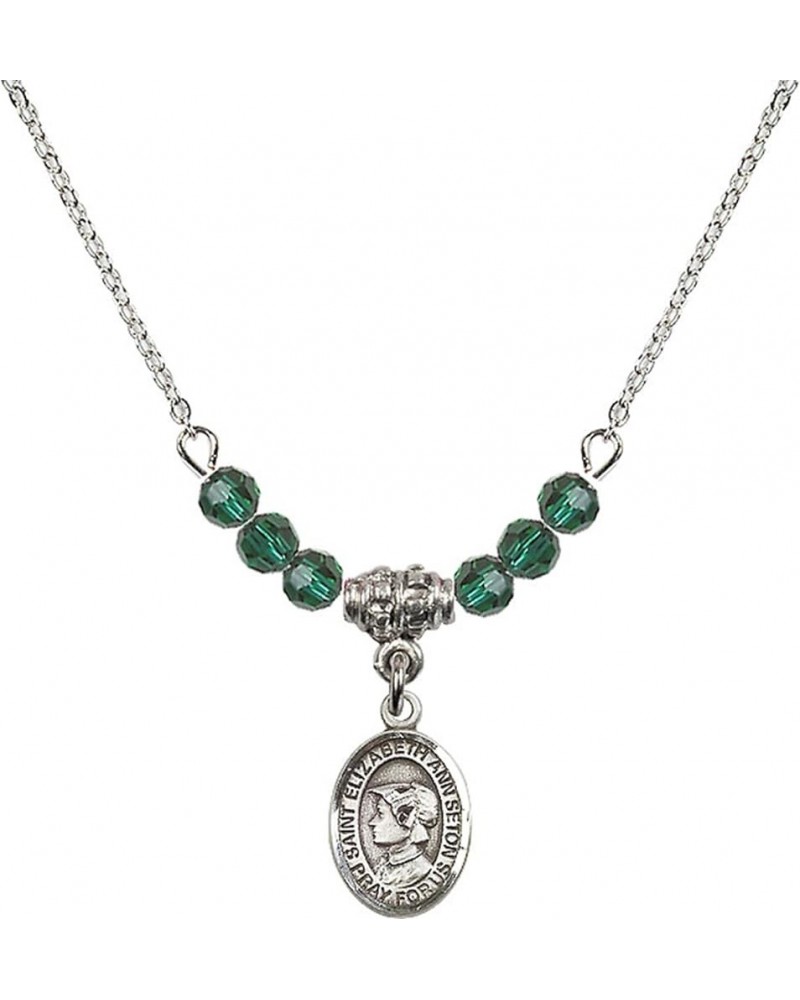 May Birth Month Bead Necklace with Catholic Patron Saint Petite Charm, 18 Inch Saint Elizabeth Ann Seton $32.51 Necklaces