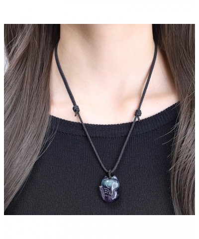 Mens Womens Stone Fox Pendant Necklace Fluorite A $11.20 Necklaces