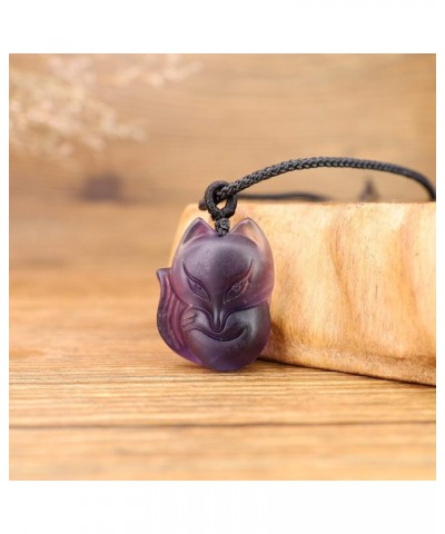 Mens Womens Stone Fox Pendant Necklace Fluorite A $11.20 Necklaces