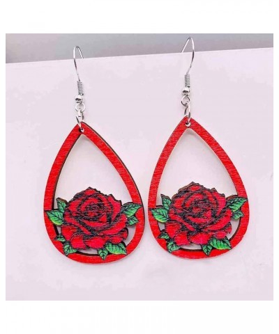 Love Heart Drop Dangle Earrings for Women Girls, Wooden Statement Earrings for Valentine's Day and Mother's Day Roses $4.42 E...