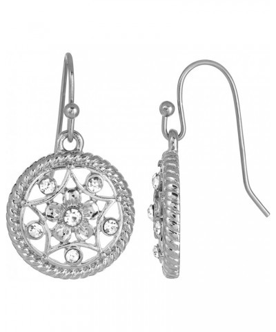 1928 Jewelry Silver Tone Crystal Filigree Drop Earrings $13.63 Earrings