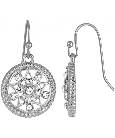 1928 Jewelry Silver Tone Crystal Filigree Drop Earrings $13.63 Earrings