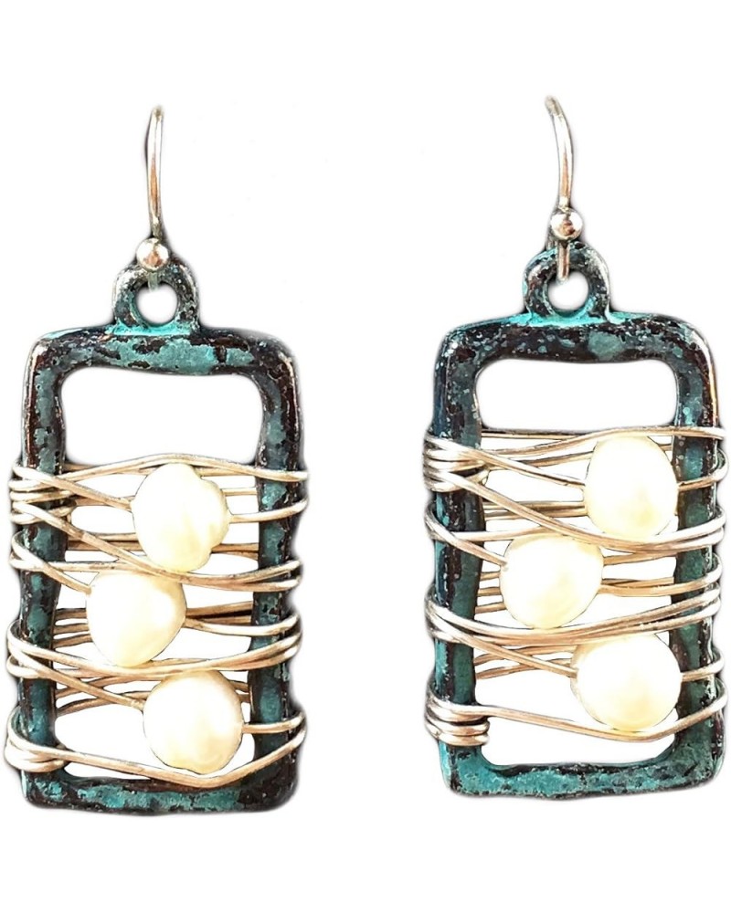 Dual Pistol Bullet Pair Studded Earrings Z Patina Pearl Wire $14.44 Earrings