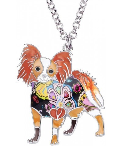 Enamel Alloy Floral Papillon Dog Necklace Pendant Chain Charm Jewelry for Women Girls Kids Gift Brown $7.94 Necklaces