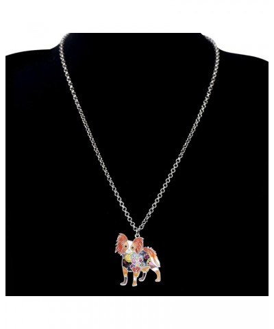 Enamel Alloy Floral Papillon Dog Necklace Pendant Chain Charm Jewelry for Women Girls Kids Gift Brown $7.94 Necklaces