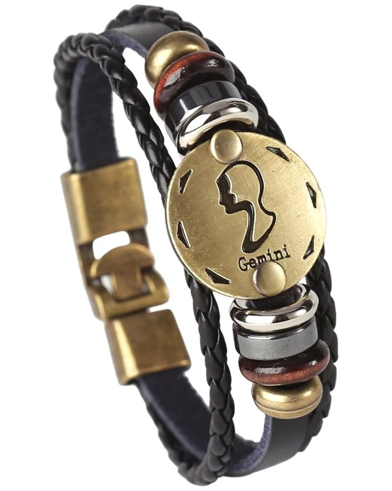 Punk Alloy Leather Bracelet For Constellation Braided Rope Bracelet Bangle Gemini $7.64 Bracelets