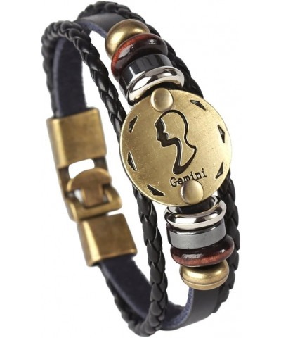 Punk Alloy Leather Bracelet For Constellation Braided Rope Bracelet Bangle Gemini $7.64 Bracelets