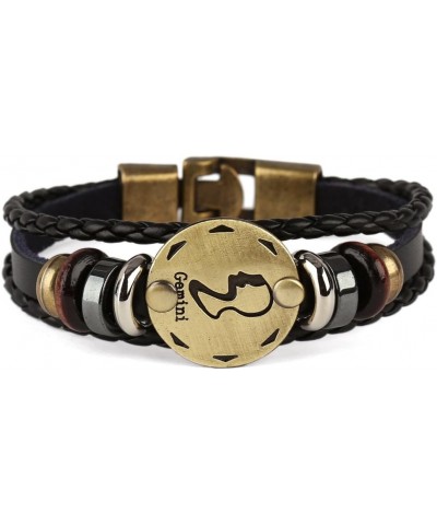 Punk Alloy Leather Bracelet For Constellation Braided Rope Bracelet Bangle Gemini $7.64 Bracelets