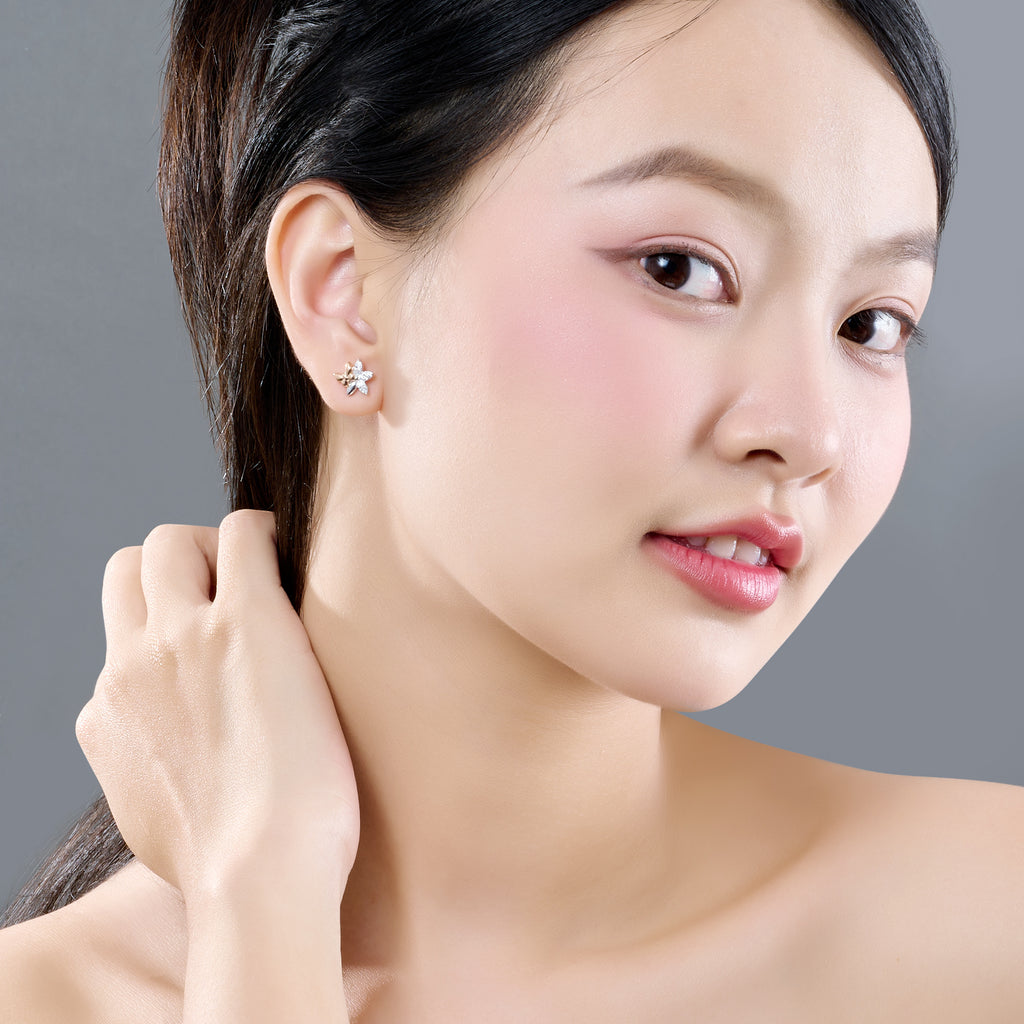 Bloomie silver earrings with gemstones XMXMH000056