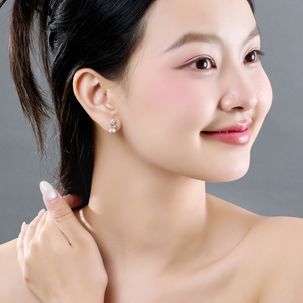 Bloomie silver earrings with gemstones ZTMXH000003