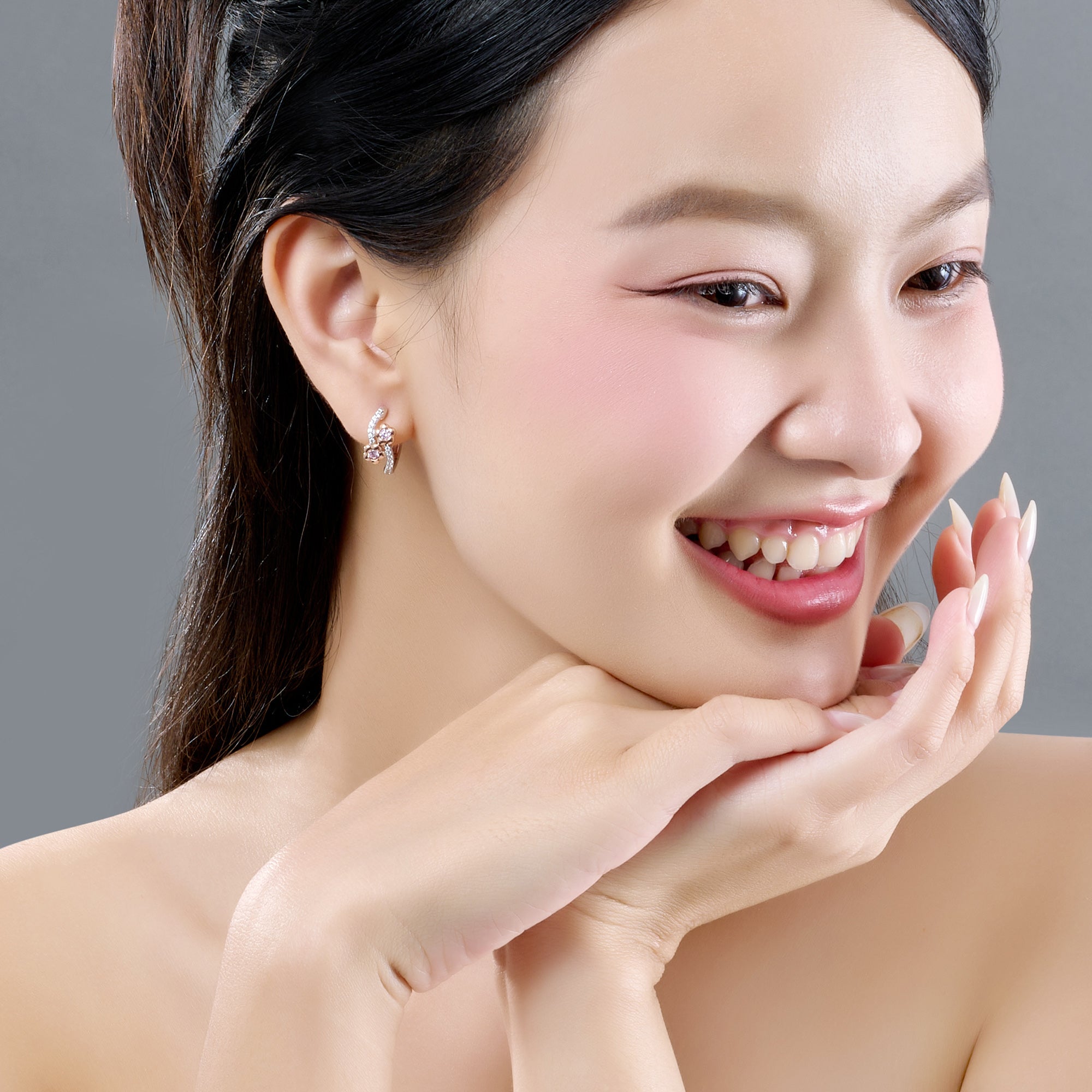 Bloomie silver earrings with gemstones ZTXMH000018